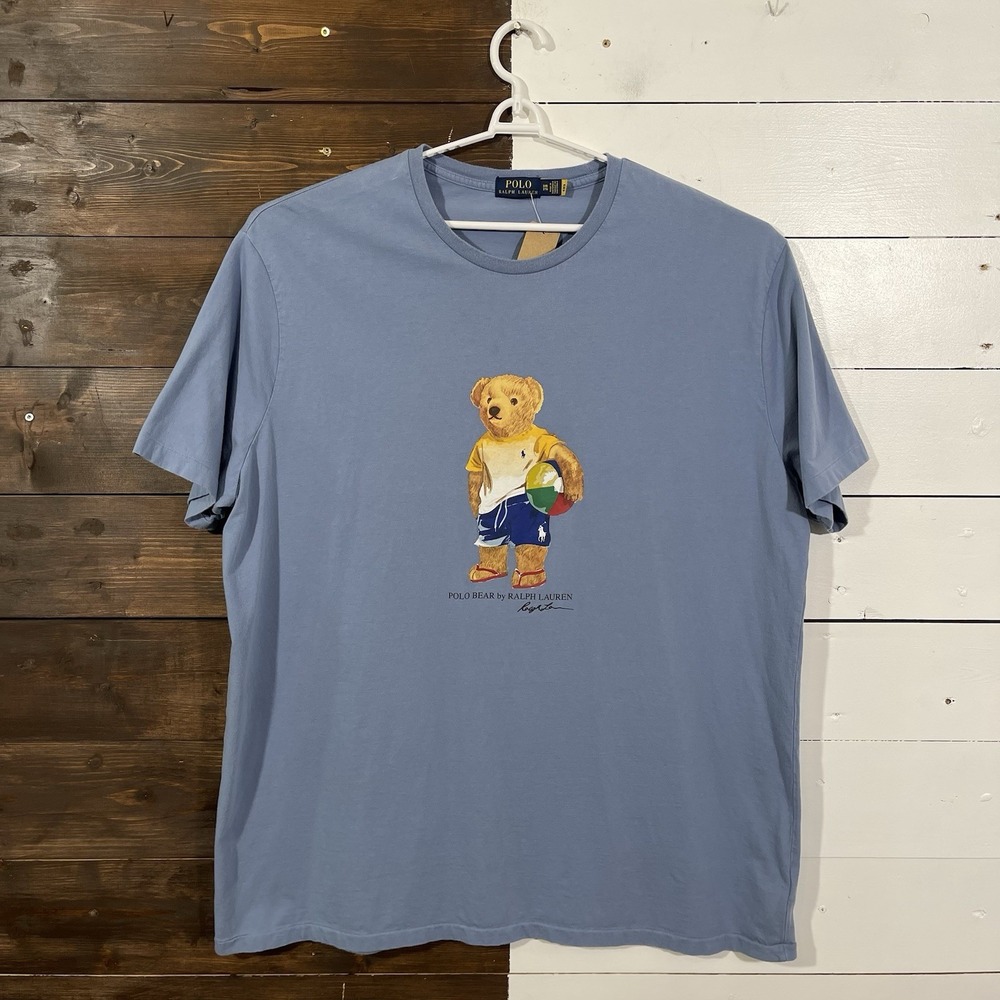 Polo Ralph Lauren Polo Beach Bear T-Shirt Mens Sz 3XL Blue Short Sleeve Cotton